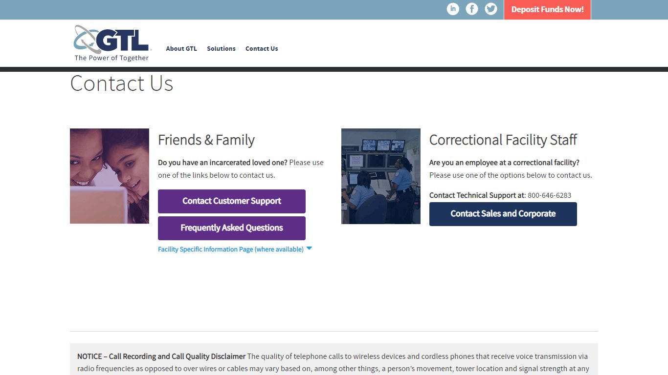 Correctional Facility Sales and Support | GTL